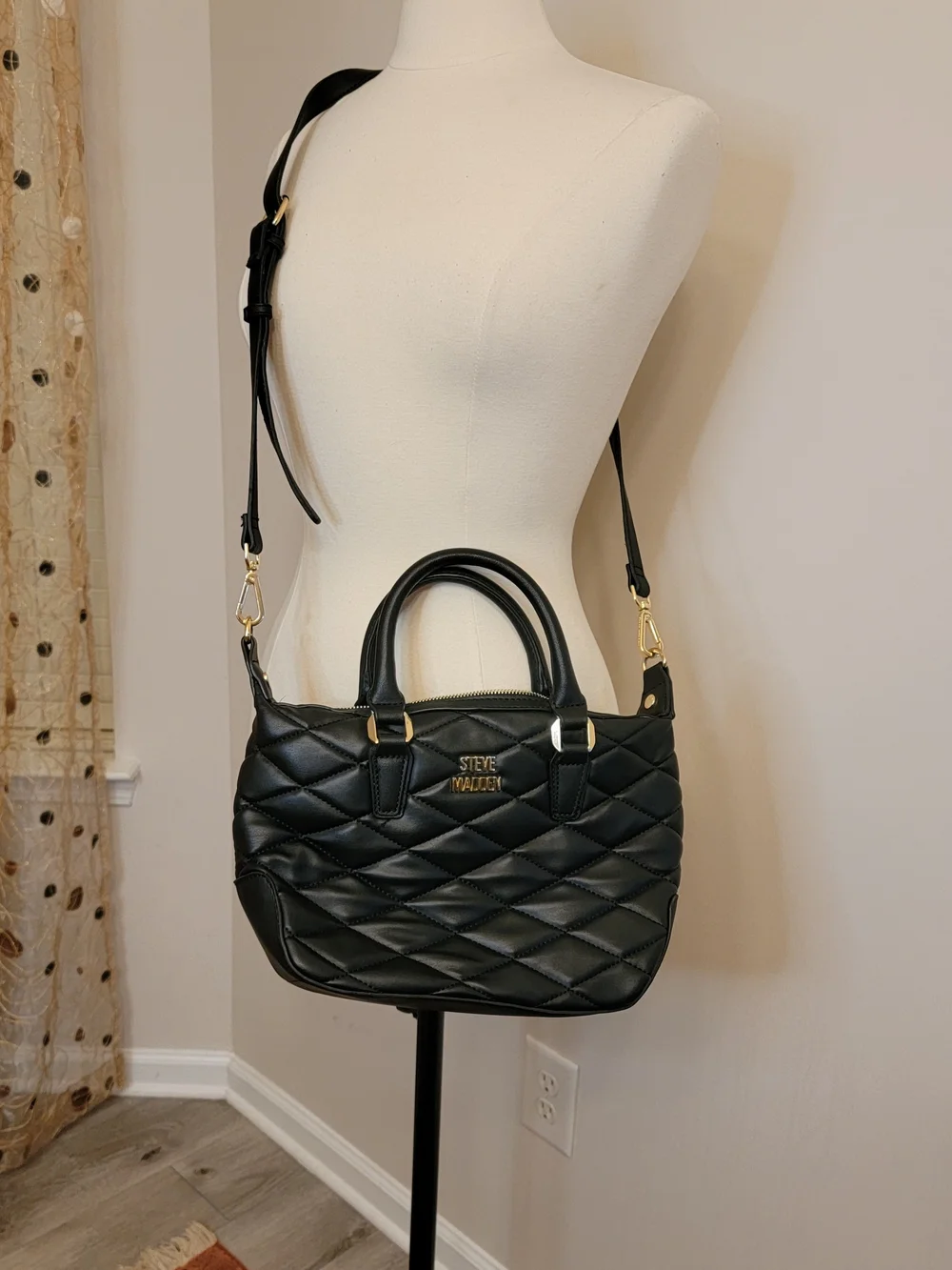 Steve Madden Black Quilted Satchel Crossbody